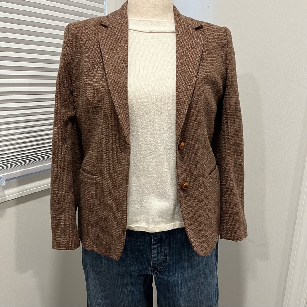 Classics by Haggar, Tweed Brown Wool Blazer Womens 10